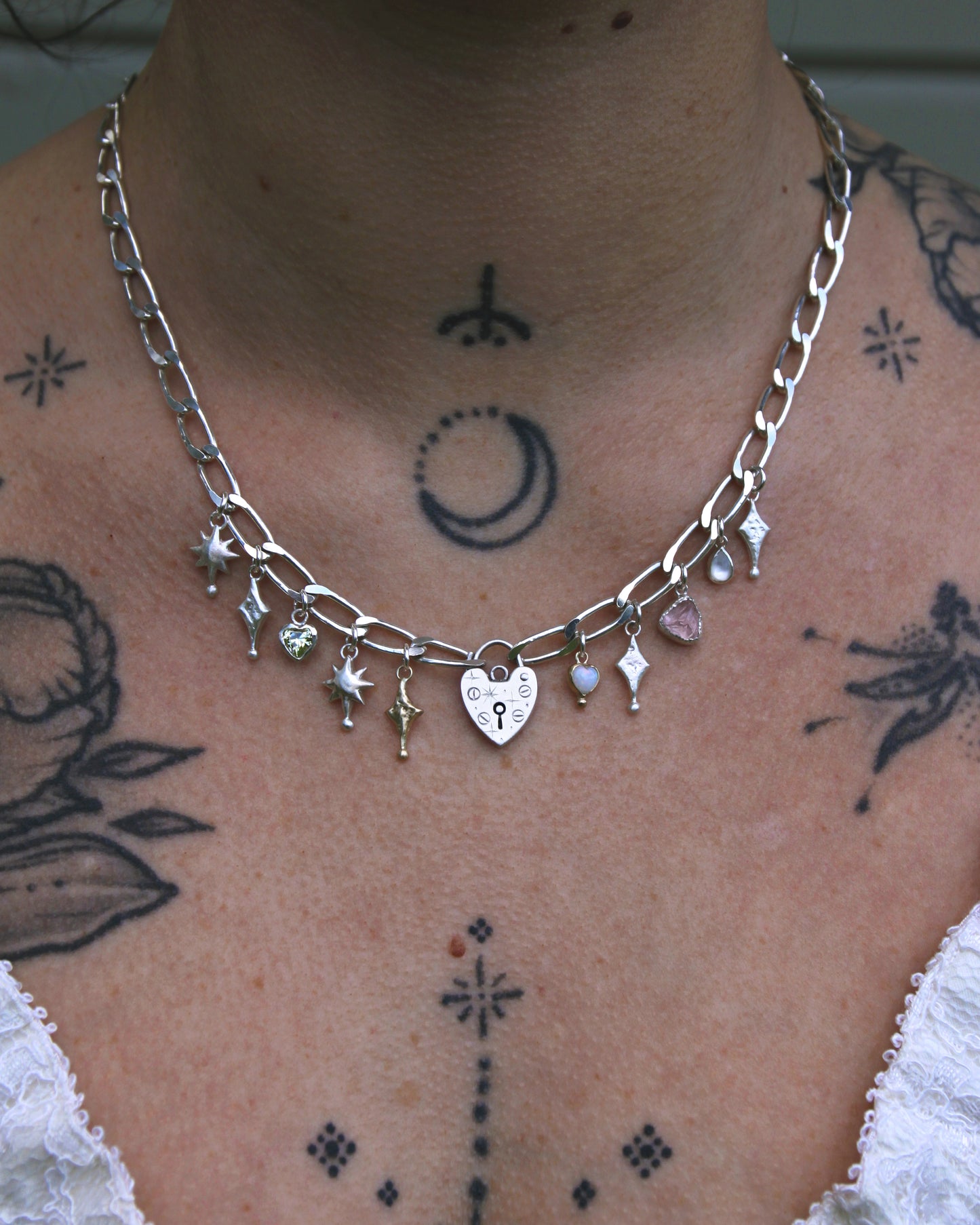 Antique Hearts Charm Necklace