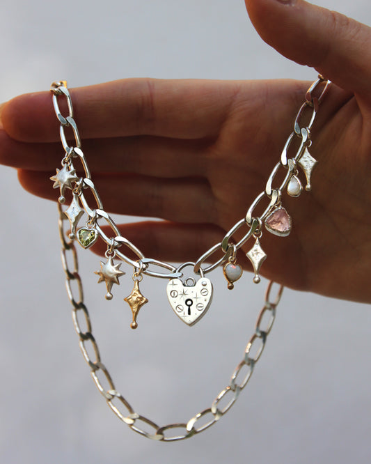 Antique Hearts Charm Necklace